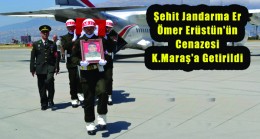 Şehit Jandarma Er Ömer Erüstün’ün Cenazesi Afşin’e Getirildi