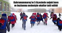 Kahramanmaraş’ın 5 ilçesinde soğuk hava ve buzlanma nedeniyle okullar tatil edildi