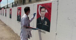 Şehit polislerin resimleri duvarlara çizildi