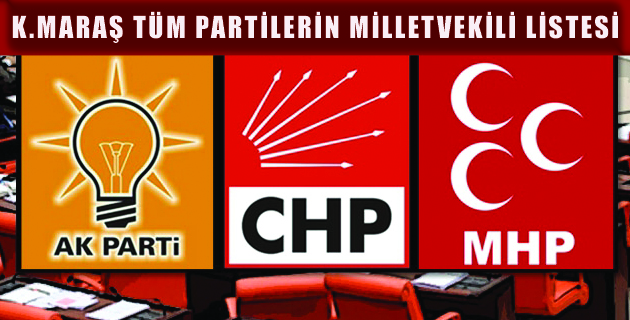 K.MARAŞ TÜM PARTİLERİN MİLLETVEKİLİ LİSTESİ