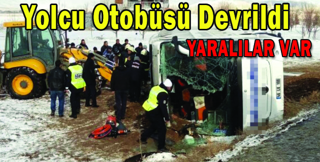 Yolcu Otobüsü Devrildi