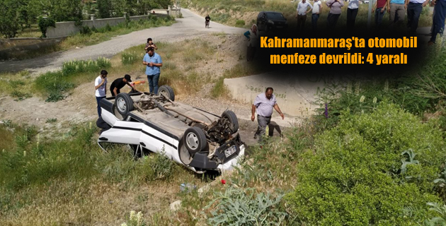 Kahramanmaraş’ta otomobil menfeze devrildi