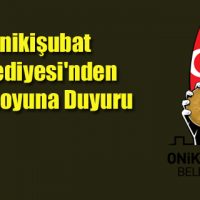 Onikişubat Belediyesi’nden Kamuoyuna Duyuru