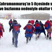 Kahramanmaraş’ın 5 ilçesinde soğuk hava ve buzlanma nedeniyle okullar tatil edildi