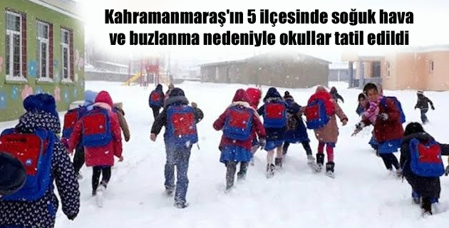 Kahramanmaraş’ın 5 ilçesinde soğuk hava ve buzlanma nedeniyle okullar tatil edildi