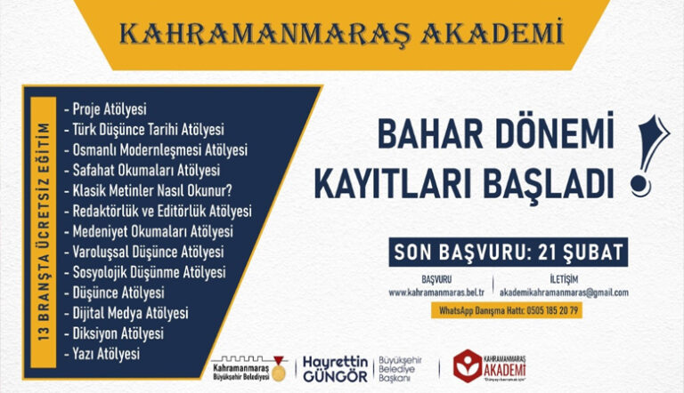 Kahramanmaraş Akademi’de Başvuru Süresi Uzatıldı