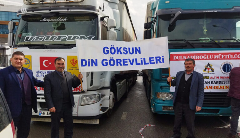Kahramanmaraş’ın Göksun ilçesinden İdlib’e yardım tırı