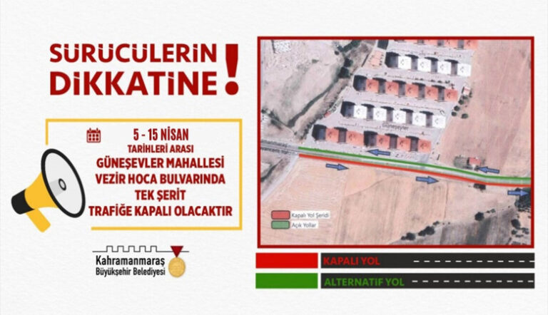 O Cadde 15 Nisan Cuma gününe kadar trafiğe kapalı