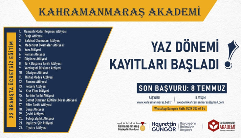 Kahramanmaraş Akademi’de Yaz Dönemi Kayıtları Başladı