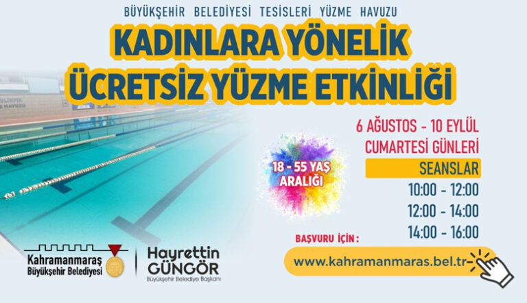 Kahramanmaraş’ta Kadınlar İçin Ücretsiz Yüzme Etkinliği
