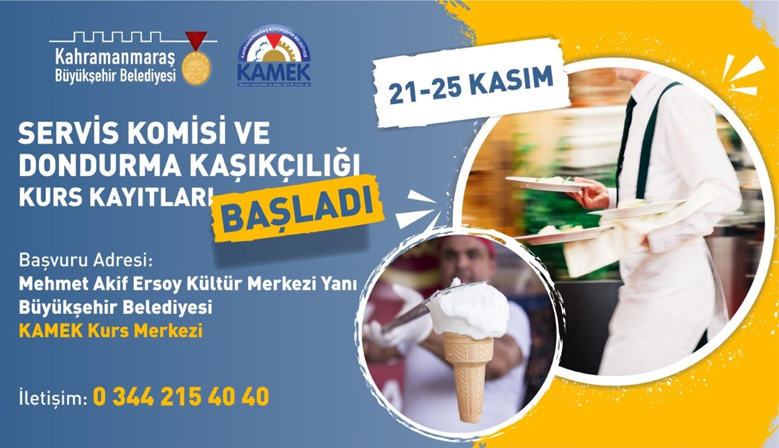 KAMEK’te Servis Komisi ve Dondurma Kaşıkçılığı Kurs Kayıtları Başlıyor!