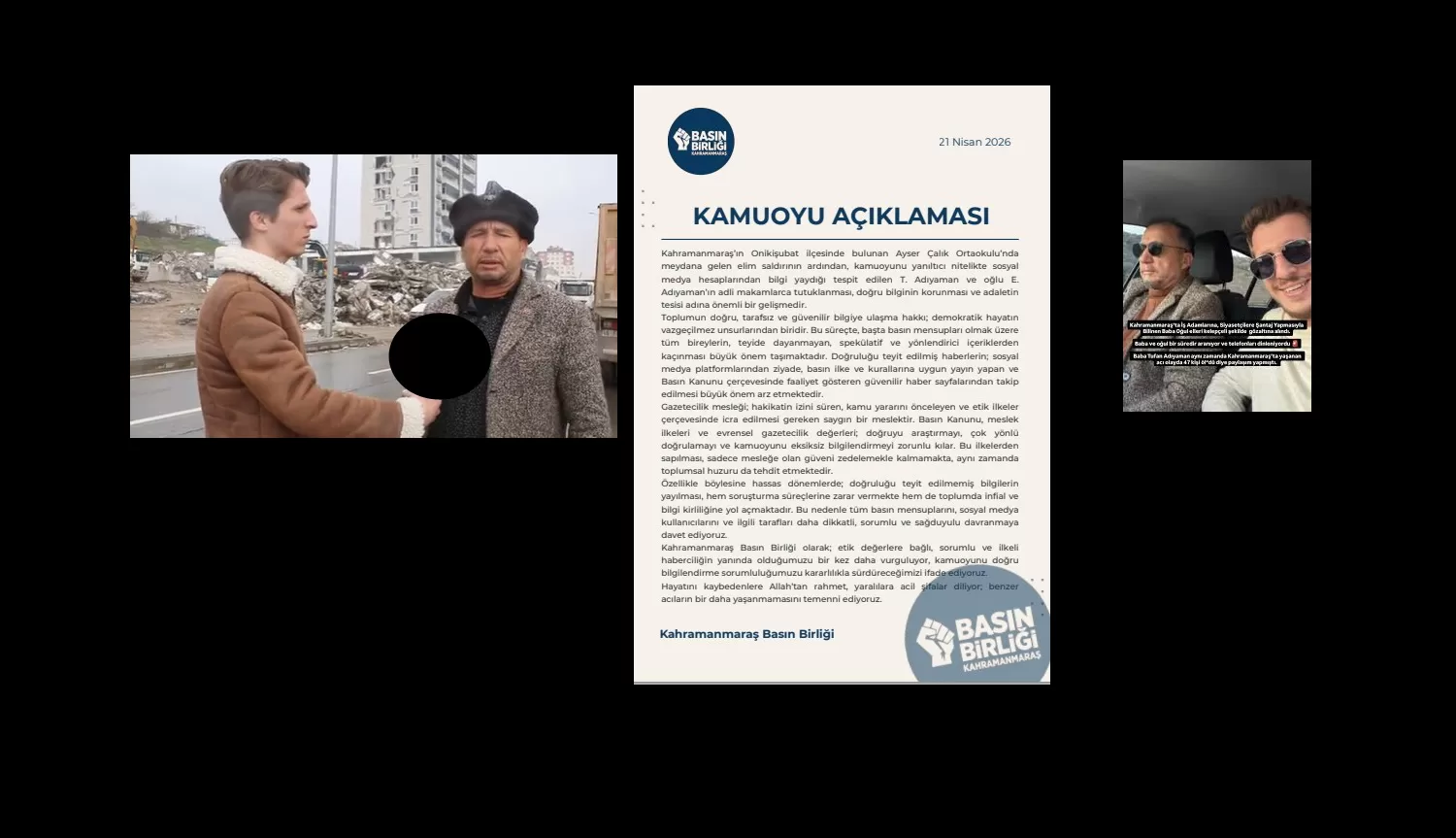 KAHRAMANMARAŞ BASIN BİRLİĞİ’NDEN KAMUOYU AÇIKLAMASI